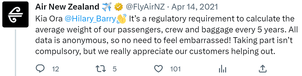 Air New Zealand Twitter