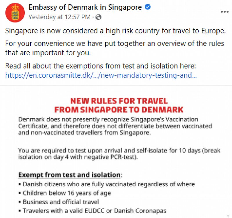 丹麦驻新加坡大使馆面簿贴文