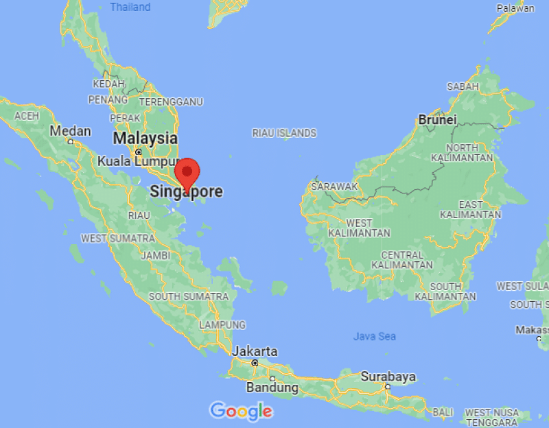 地图上的新加坡与马来西亚