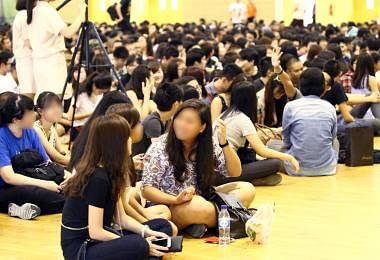 Students waiting for results