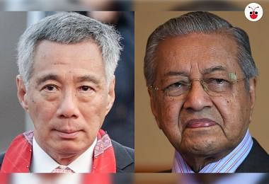 新加坡总理李显龙（左）和马国首相马哈迪。