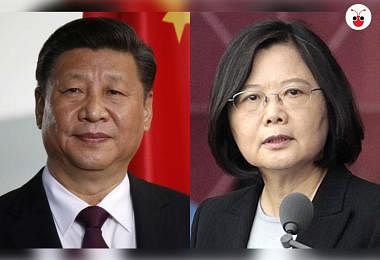 中共总书记习近平（左）和台湾总统蔡英文在一国两制议题上隔空喊话。（曾庆祥制图）