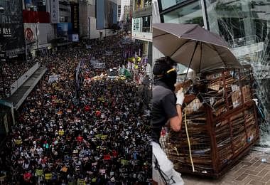 反送中兵分两路　香港回归22周年一路游行一路冲撞立法会