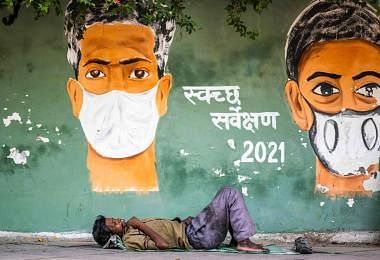 印度冠病疫情壁画