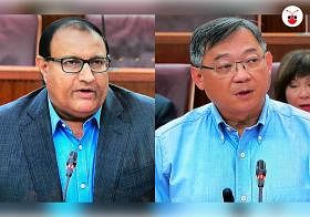 Iswaran and Gan Kim Yong at Parliament