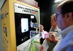 Rome ATAC gives out free metro tickets to encourage people to recycle plastic bottles.