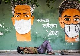 印度冠病疫情壁画