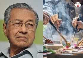 马哈迪指华人用筷子吃饭，是无法融入大马社会的原因之一，因用筷子吃饭是中国人的文化，并非马国人的文化，马国人的文化是用手吃饭。